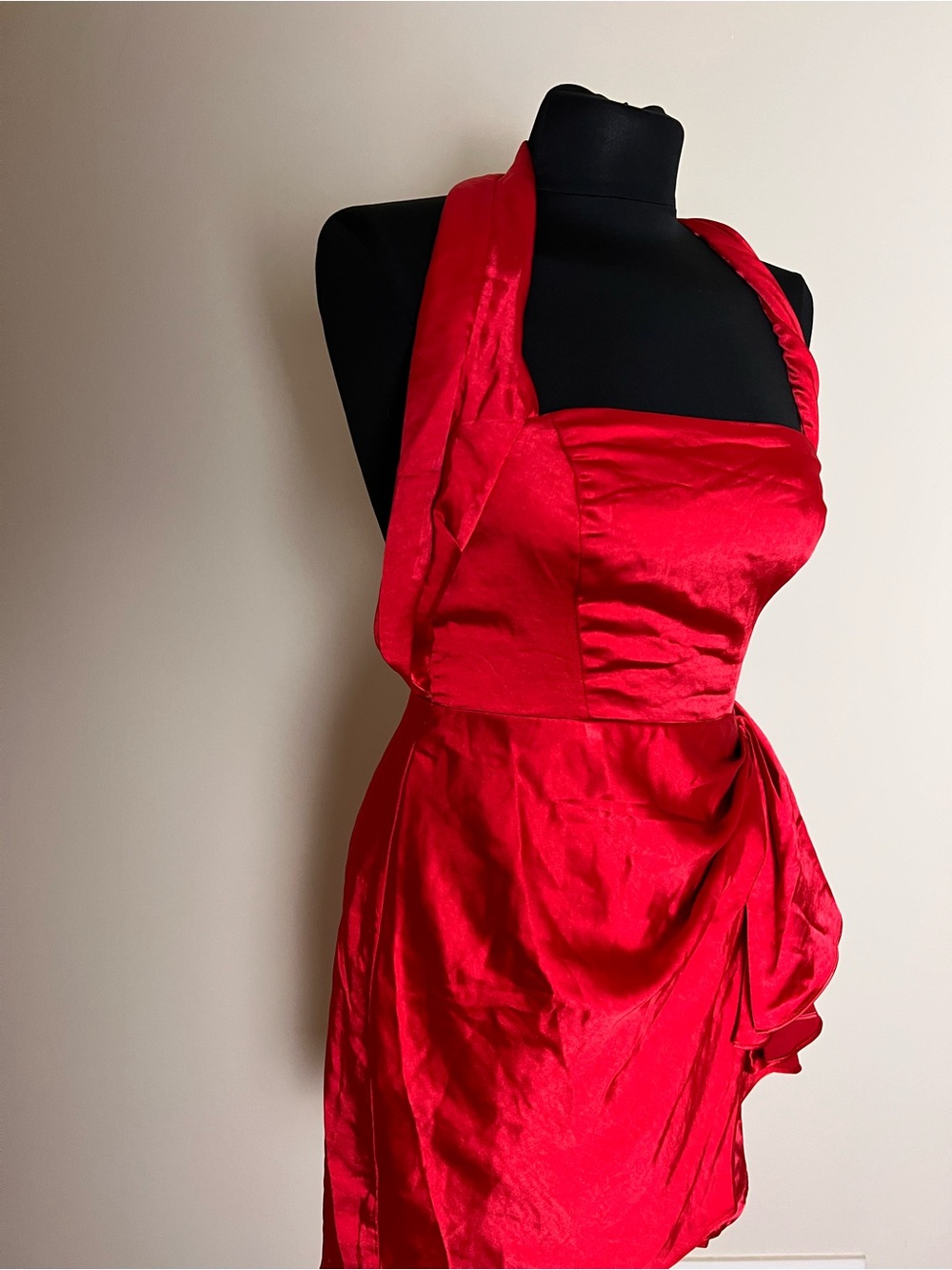 Hello Molly Red Satin Halter Evening Dress NWT